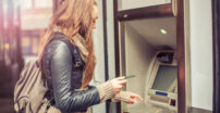 Woman using an ATM